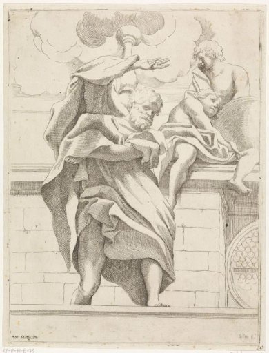 Prophet with Two Angels by a Globe