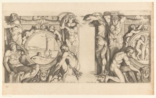 Leander swims to Hero across the Hellespont / Pan chases Syrinx