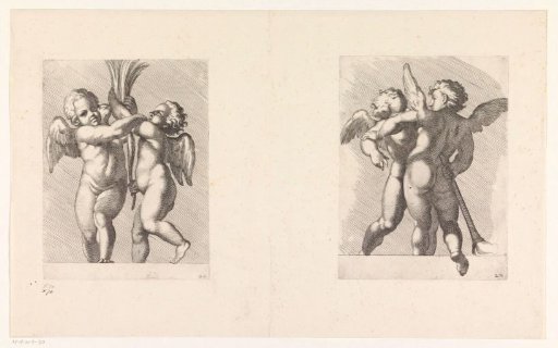 Putti with palm branches / Putti with torches