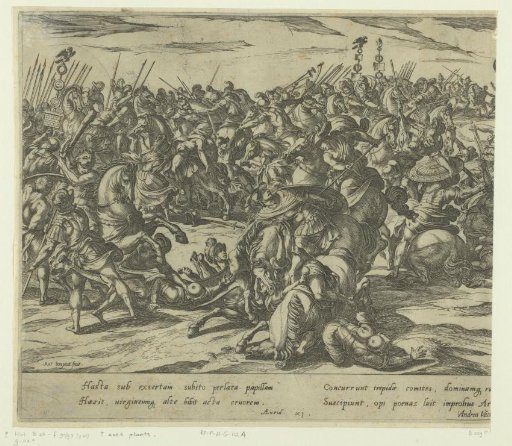 The death of Camillus in the battle between Greeks and Romans