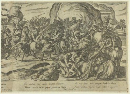 The death of Camillus in the battle between Greeks and Romans