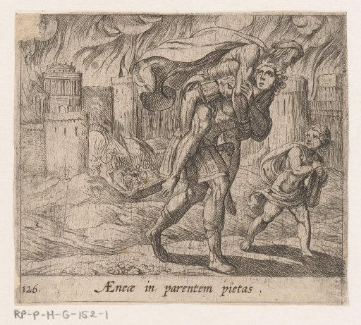 Aeneas Flees with His Family from Troy