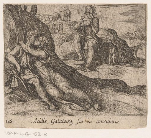 Galatea and Acis Embrace Each Other, While Polyphemus Sings to Galatea