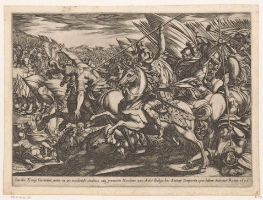 Cavalry Attack with Two Men Pierced by Spears