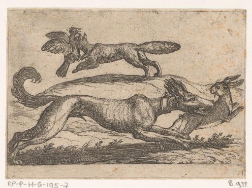 A Fox Attacking a Hen and a Dog Attacking a Hare