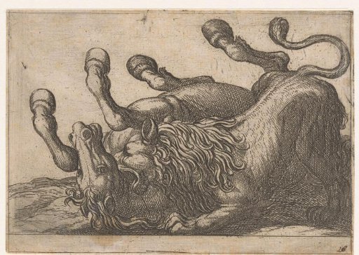 A lion biting the neck of a horse