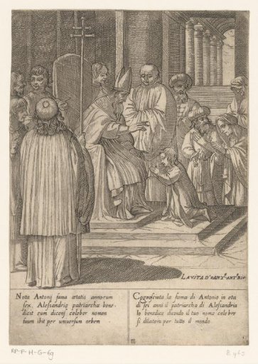 Saint Anthony blessed by the Patriarch of Alexandria