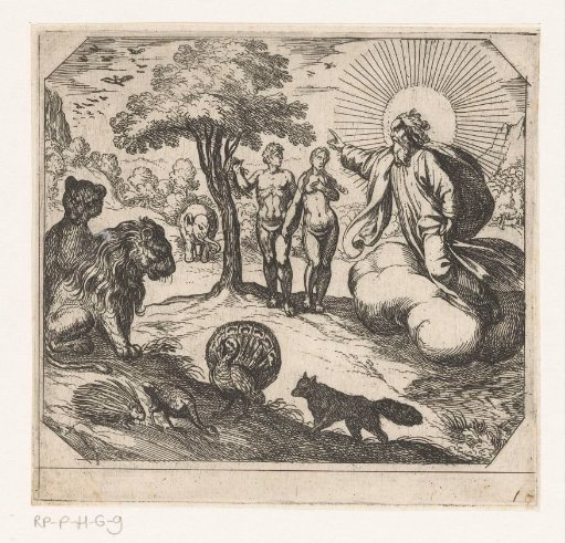God forbids Adam and Eve to eat from the Tree of Knowledge
