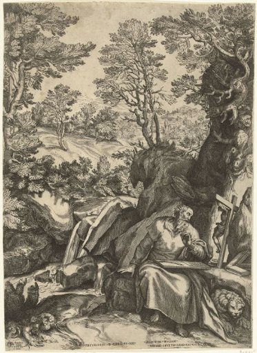Landscape with St. Jerome Translating the Bible