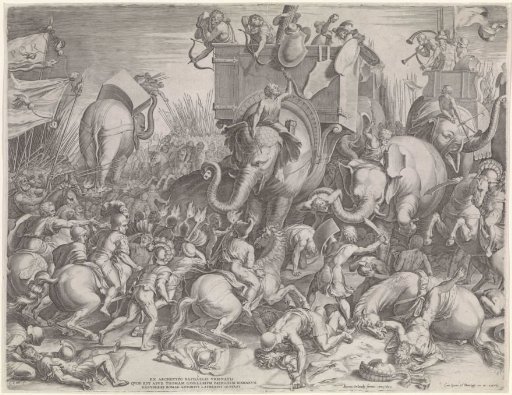 The Battle of Zama between Scipio and Hannibal