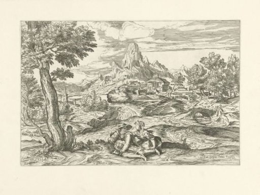 Mountainous Landscape with an Organ Grinder