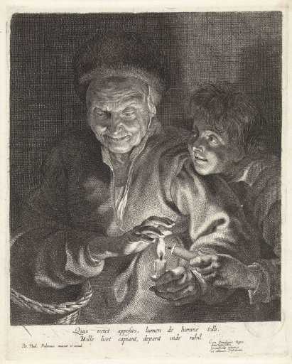 Old Woman and Boy with Candles