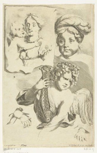 Study sheet with three heads and two hands