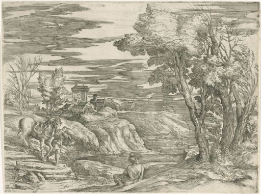 River Landscape with a Horse on a Lead