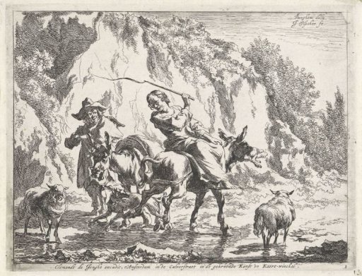 Shepherdess Lashing Her Donkey
