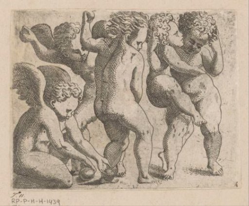 Five Wrestling Putti with Fruit