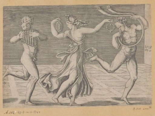 Dancing Maenad and Satyrs