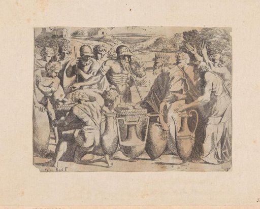 Melchizedek offers Abraham bread and wine