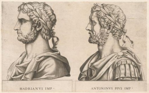 Portrait busts of Roman emperors Hadrian and Antoninus Pius