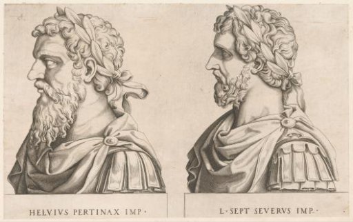 Portrait busts of Roman emperors Pertinax and Septimius Severus