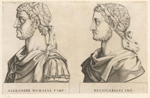 Portrait busts of Roman emperors Severus Alexander and Elagabalus