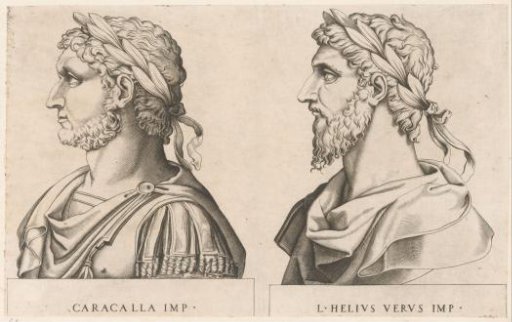 Portrait busts of Roman emperors Caracalla and Lucius Verus