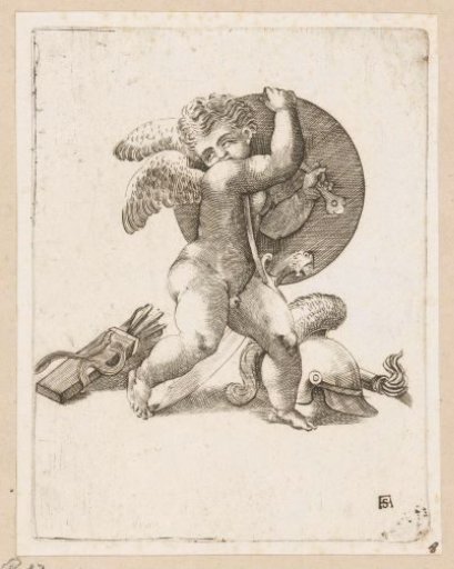 Putto with weapons