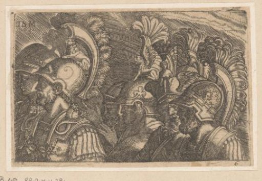 Six Warriors with Ornamented Helmets
