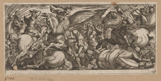 Battle between the cavalry and the infantry