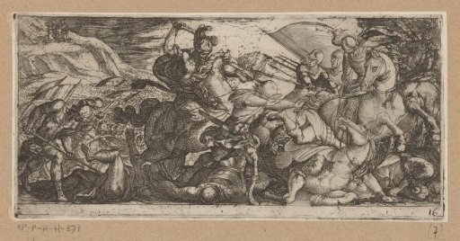 Cavalry attack with fleeing soldiers