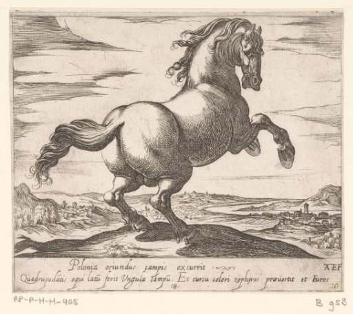Rearing horse turned to the right