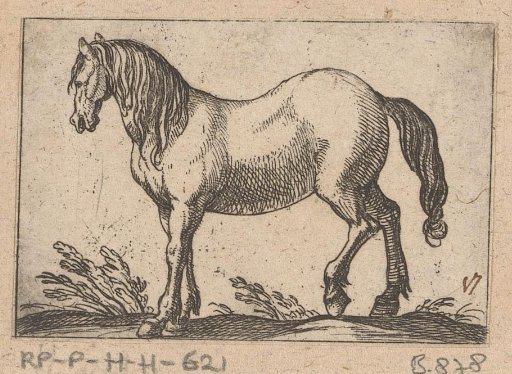 Standing horse turned to the left