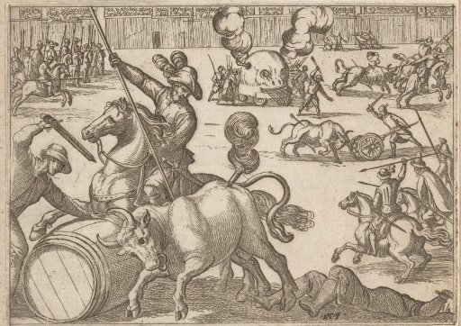 Hunt on bulls in an arena