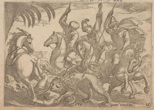 Hunt on a lion in which the lion kills a man