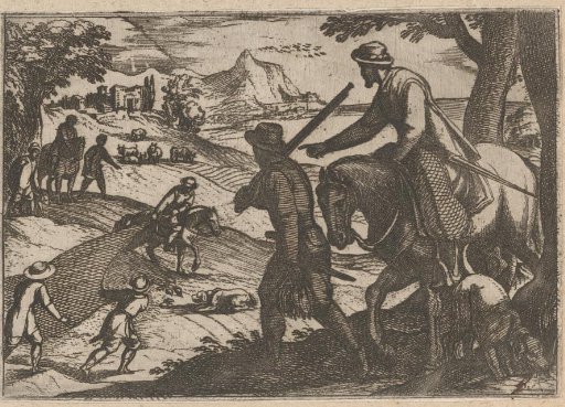 Hunters catching birds with nets