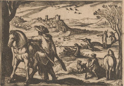 Hunters shooting at birds