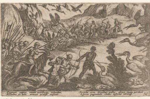 Hunters catching cranes