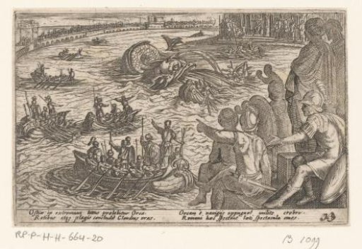 Romans fighting against a sea monster