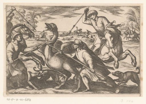 Hunting of an ostrich