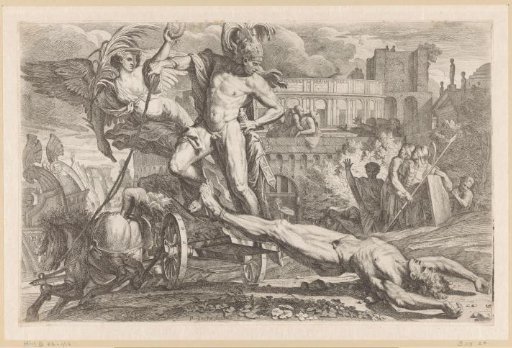 Achilles with the body of Hector behind his chariot