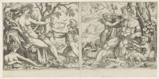 Ceres and a putto, and Bacchus and two putti