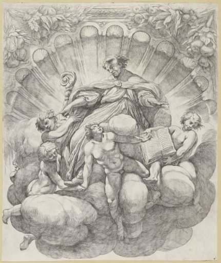 Bishop Surrounded by Six Angels