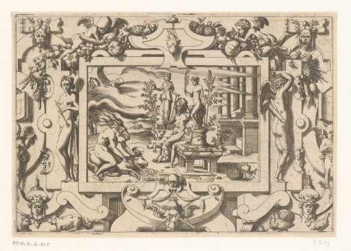 Medea sacrificing a ram before the altar of Hecate and Hebe in the presence of Proserpina and Pluto