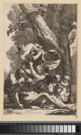 Drunken Silenus supported by two bacchantes