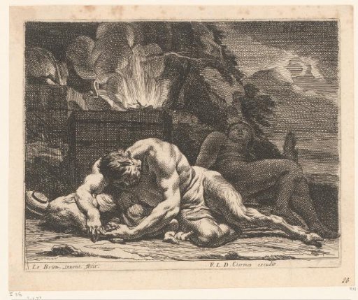 Satyr and Bacchante sleeping by a fire