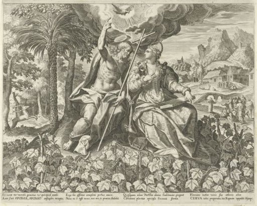 Christ and his bride in a vineyard