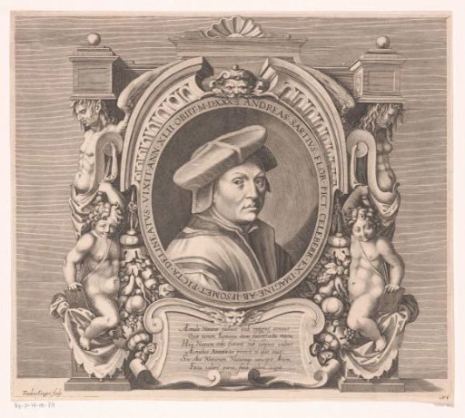 Portrait of Andrea del Sarto at the age of 42 in an ornate frame