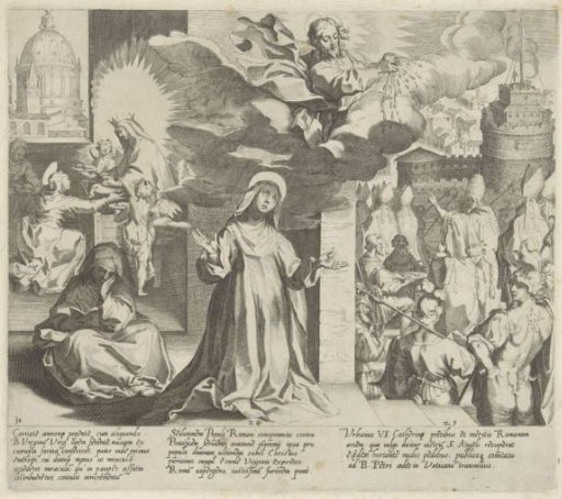 Mary Multiplies Bread That Catherine Can Distribute To The Poor / Christ Sheds His Blood Over The City Of Rome / Pope Urban VI Takes Up Residence In The Castle Of The Angel