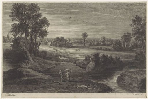 Landscape with watercourse and figures