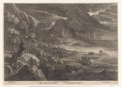 Landscape on the coast with a thunderstorm